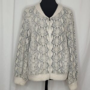Michelle Nicole Snake Print Cardigan Bomber Jacket - Size S